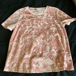 pink velvet floral pattern top